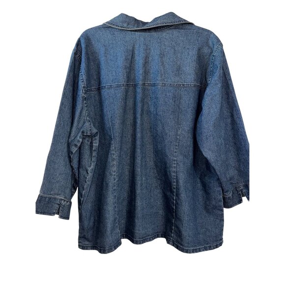 Denim Embroidered Button-Up Shirt 1X Erika Woman Cotton Blend - Picture 4 of 6